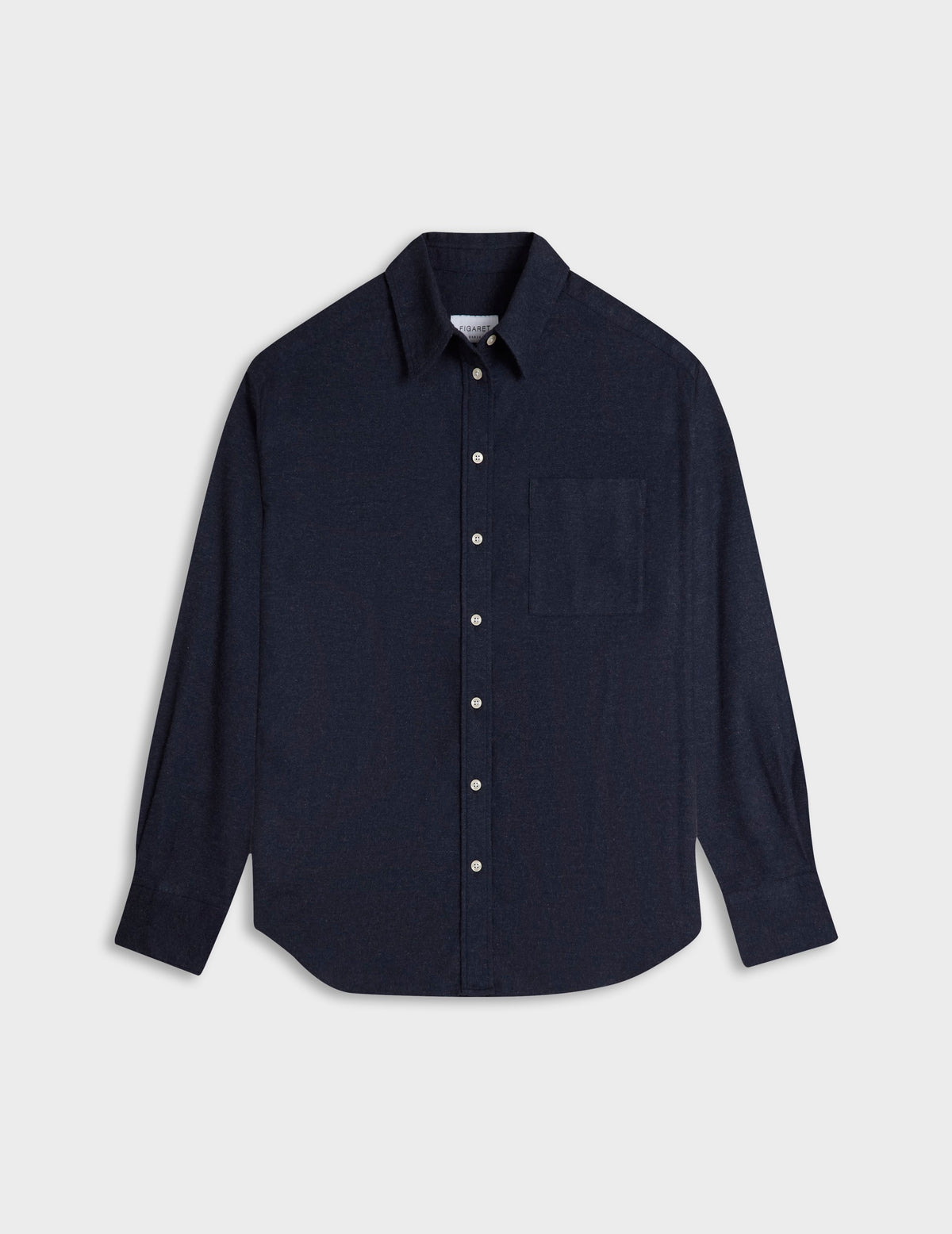 Chemise Charlotte en flanelle et cachemire bleu marine - Flanelle - Col Chemise