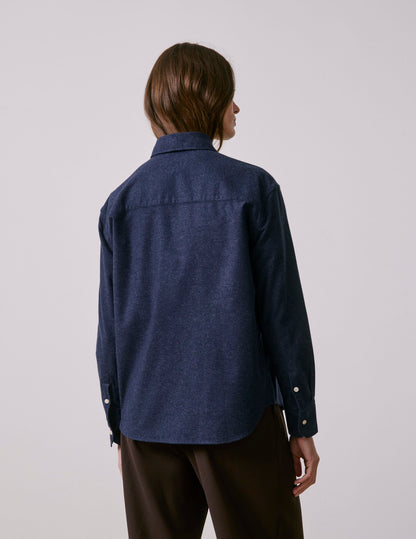 Chemise Charlotte en flanelle et cachemire bleu marine
