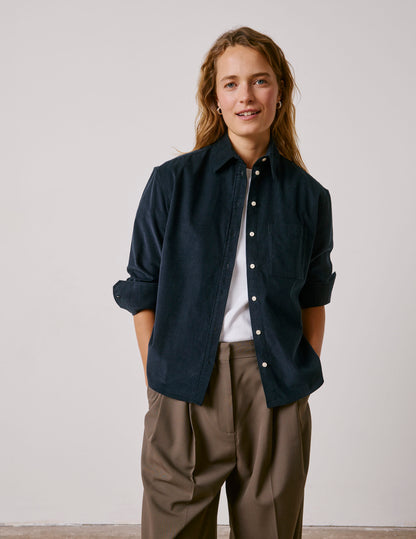 Navy blue velvet Charlotte shirt
