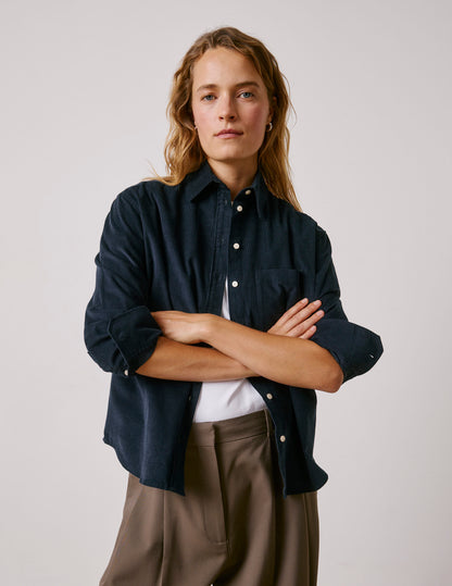 Navy blue velvet Charlotte shirt