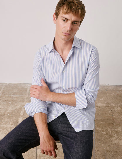 Chemise ajustée rayée bleue