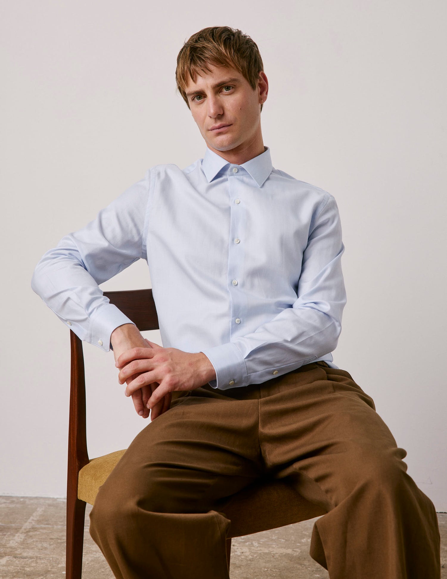 Chemise ajustée bleu clair - Chevron - Col Figaret#3