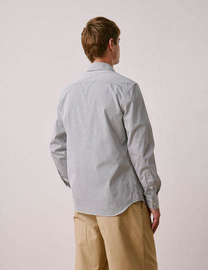Chemise ajustée rayée verte