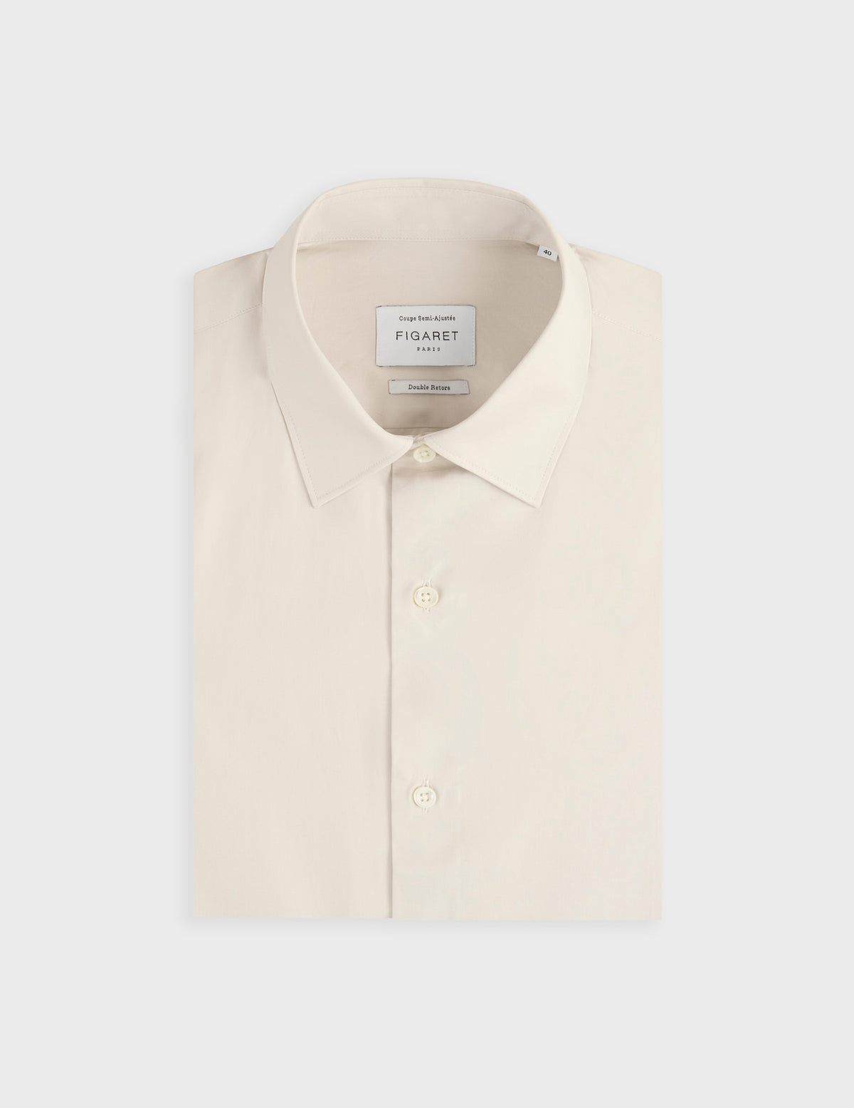 Semi-fitted beige shirt - Poplin - Figaret Collar