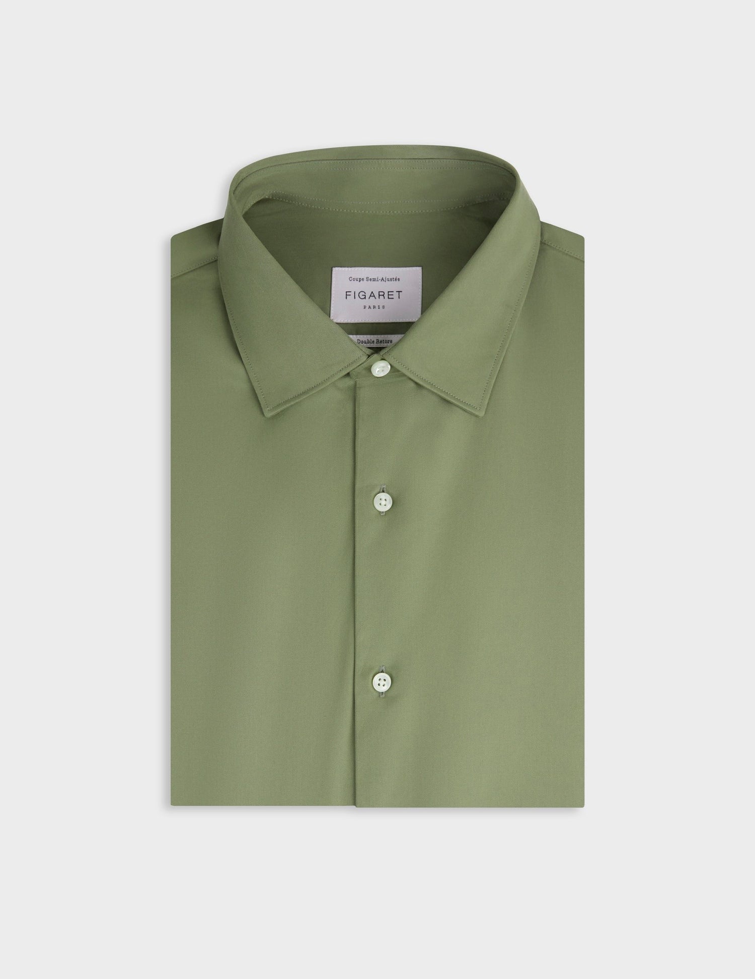 Chemise semi-ajustée kaki - Twill - Col Figaret