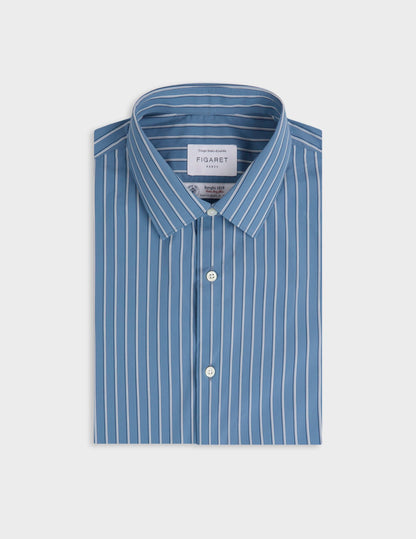 Chemise semi-ajustée rayée bleue