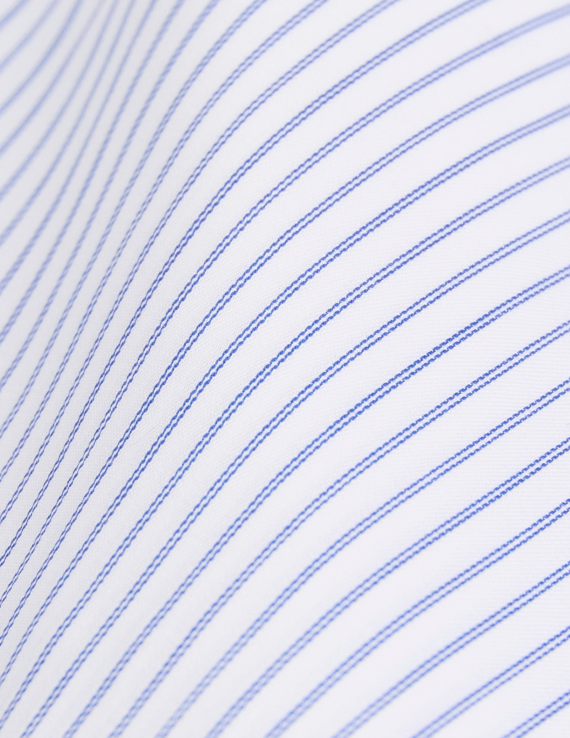 Chemise semi-ajustée rayée bleue - Twill - Col Figaret