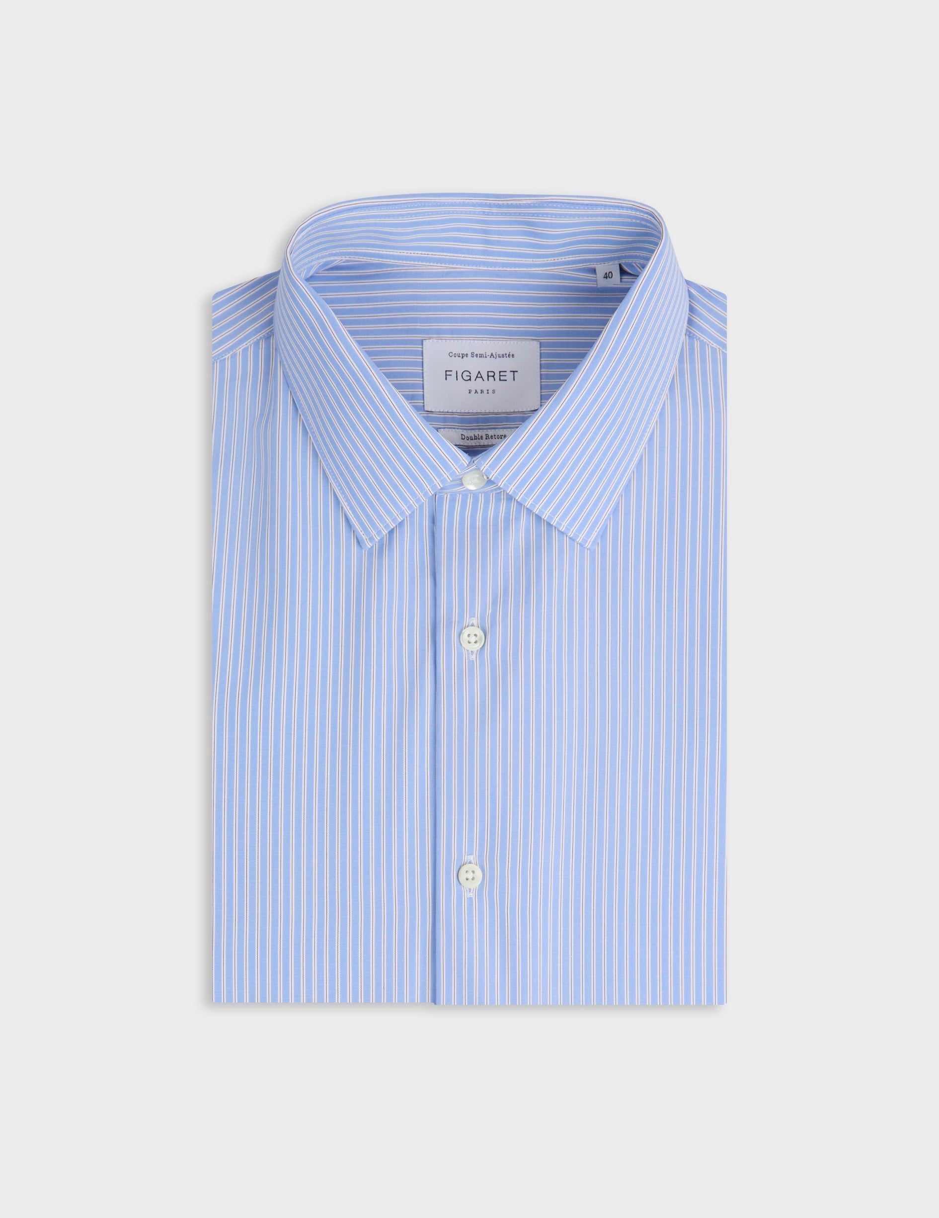 Chemise semi-ajustée rayée bleue