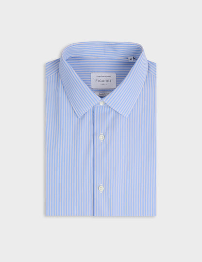 Chemise semi-ajustée rayée bleue