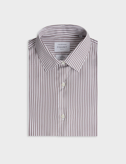 Chemise semi-ajustée rayée marron