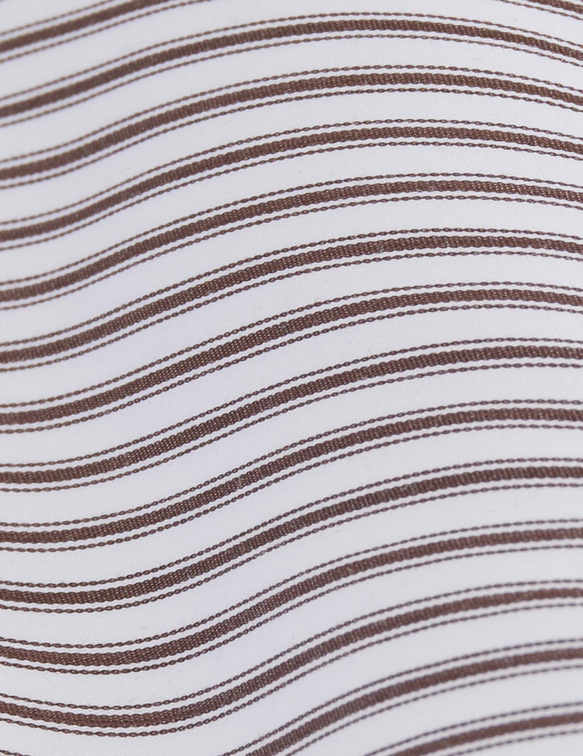 Chemise semi-ajustée rayée marron - Satin - Col Figaret