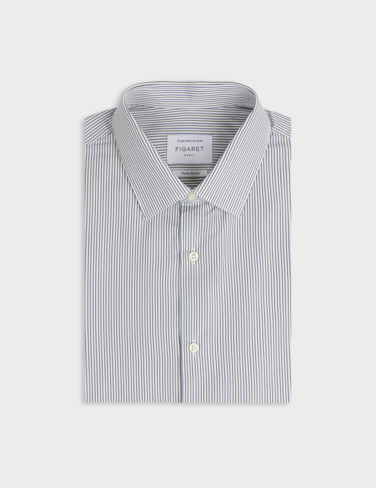 Chemise semi-ajustée rayée verte