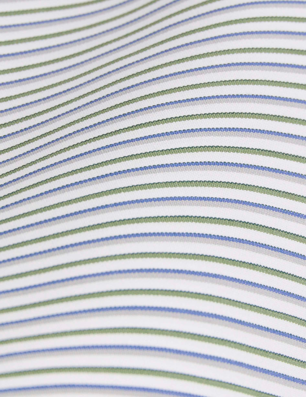 Chemise semi-ajustée rayée verte - Popeline - Col Figaret