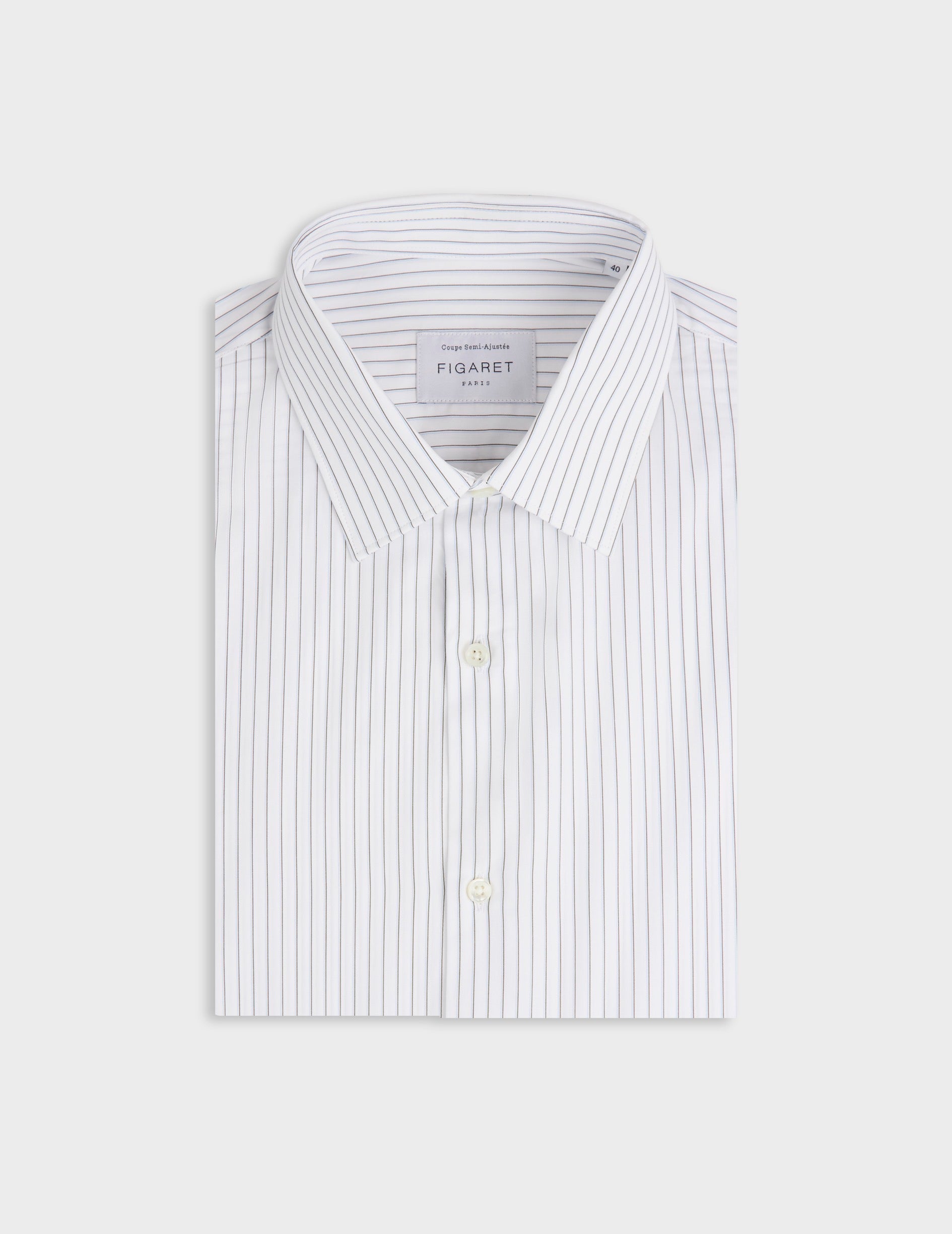 Chemise semi-ajustée rayée kaki