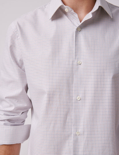 Chemise semi-ajustée à carreaux marron
