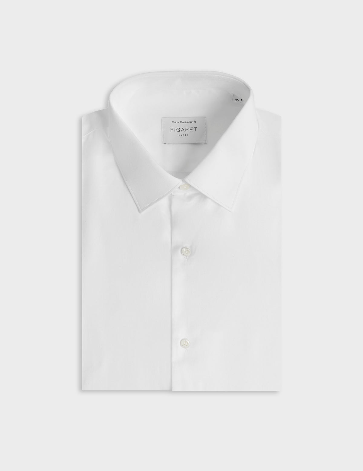 Semi-fitted white Prestige shirt - Satin - Figaret Collar