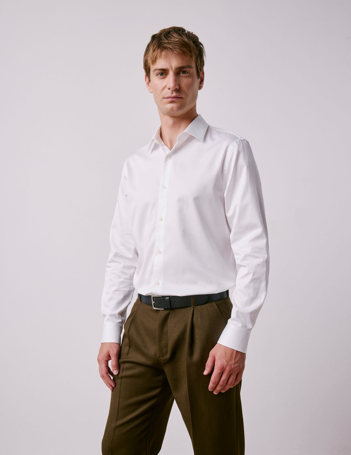 Chemise semi-ajustée Prestige blanche - Satin - Col Figaret#4