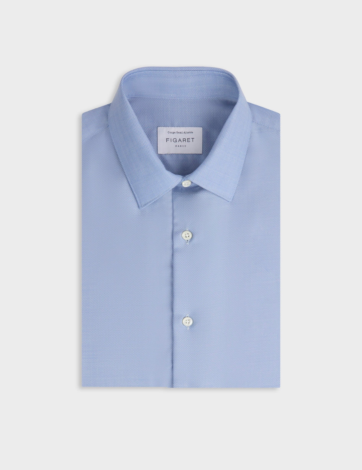 Chemise semi-ajustée en laine vierge bleue