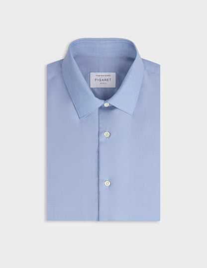 Chemise semi-ajustée en laine vierge bleue