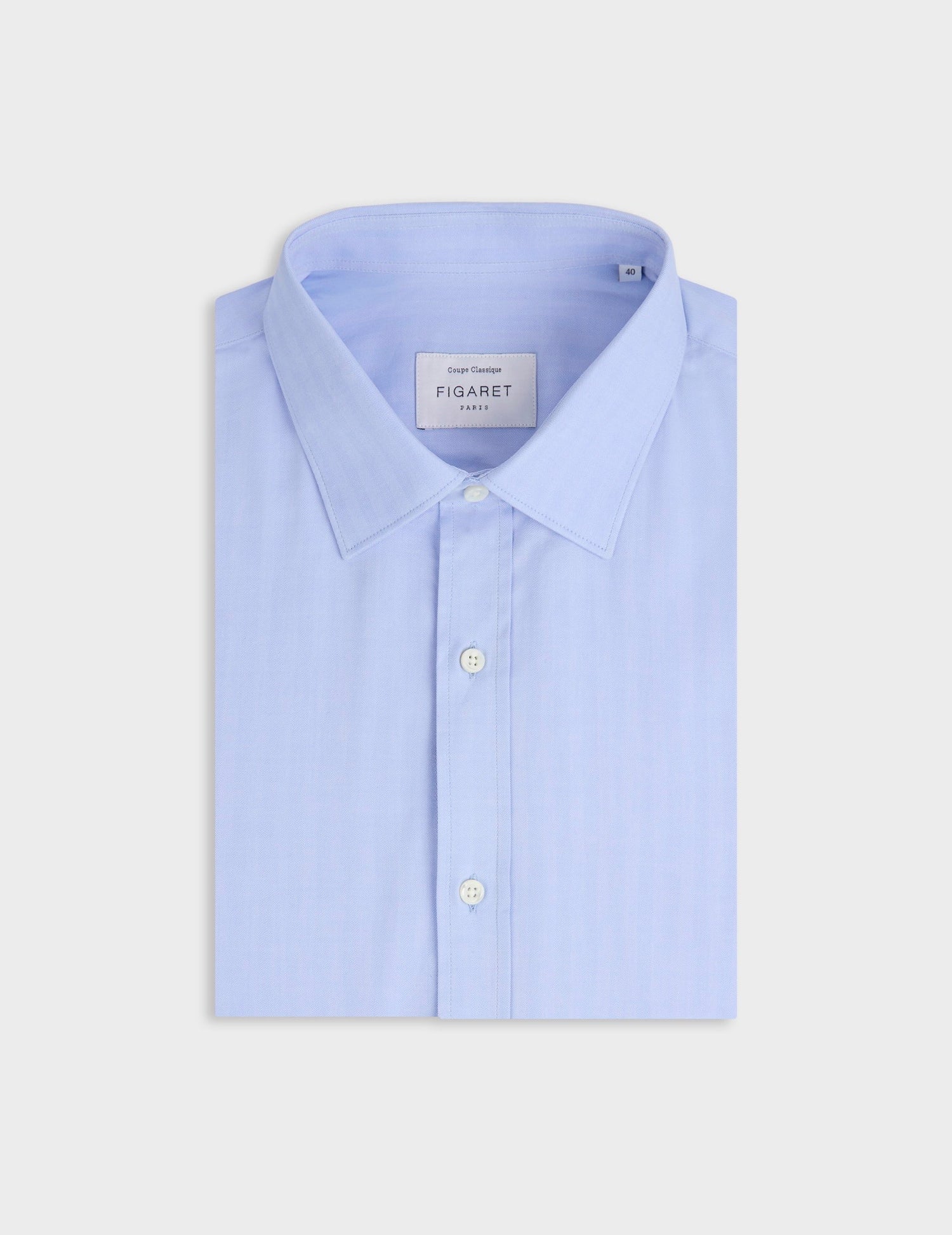 Chemise classique bleue - Chevron - Col Figaret
