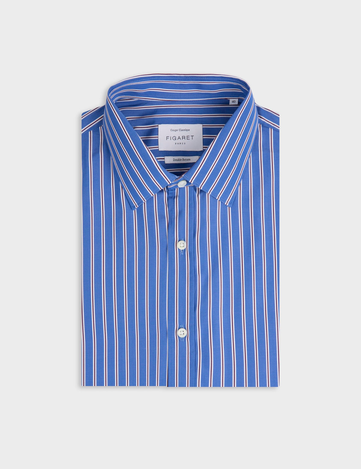 Chemise classique rayée bleue - Popeline - Col Figaret#2