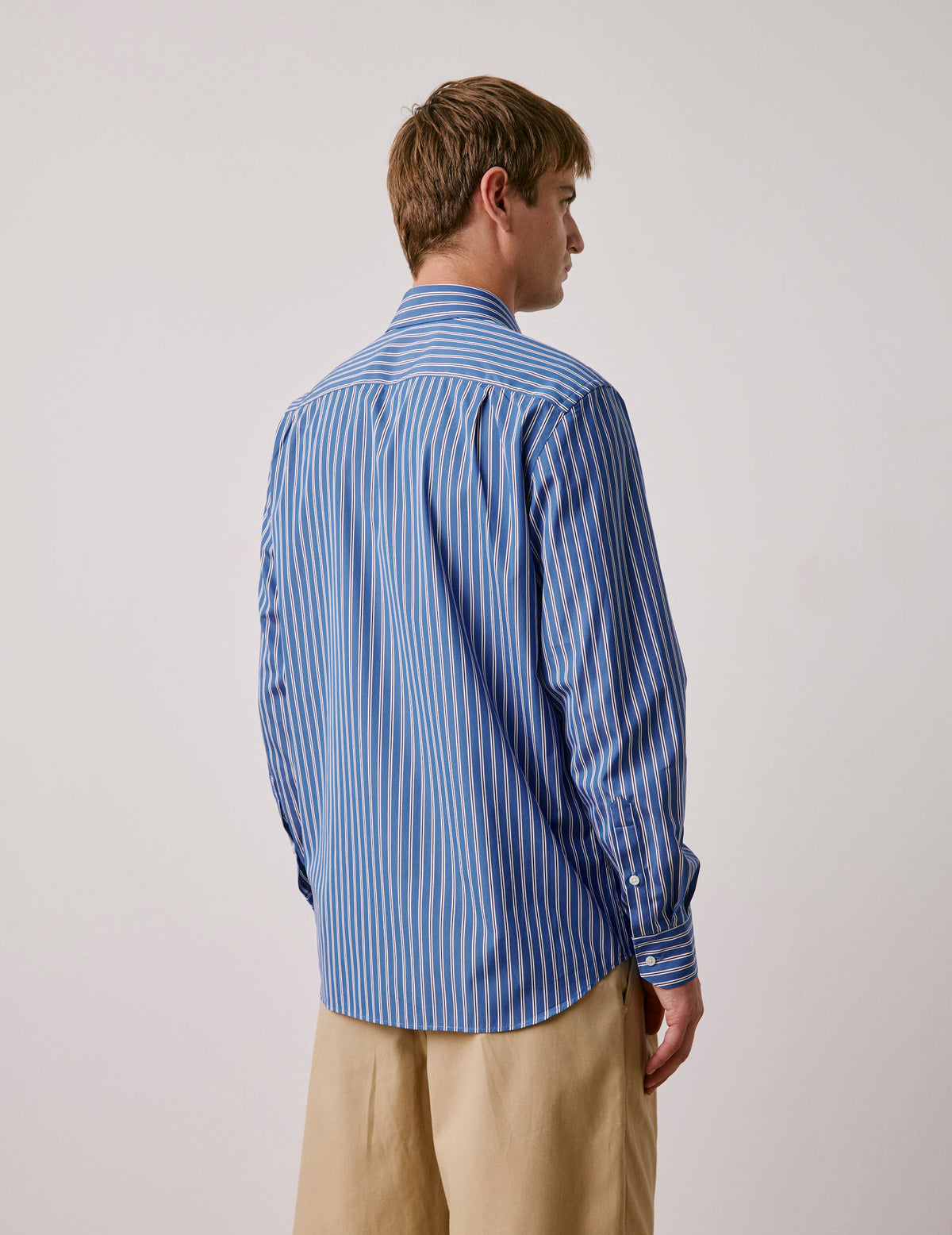 Chemise classique rayée bleue - Popeline - Col Figaret#3