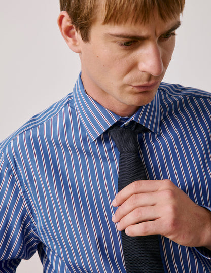 Chemise classique rayée bleue