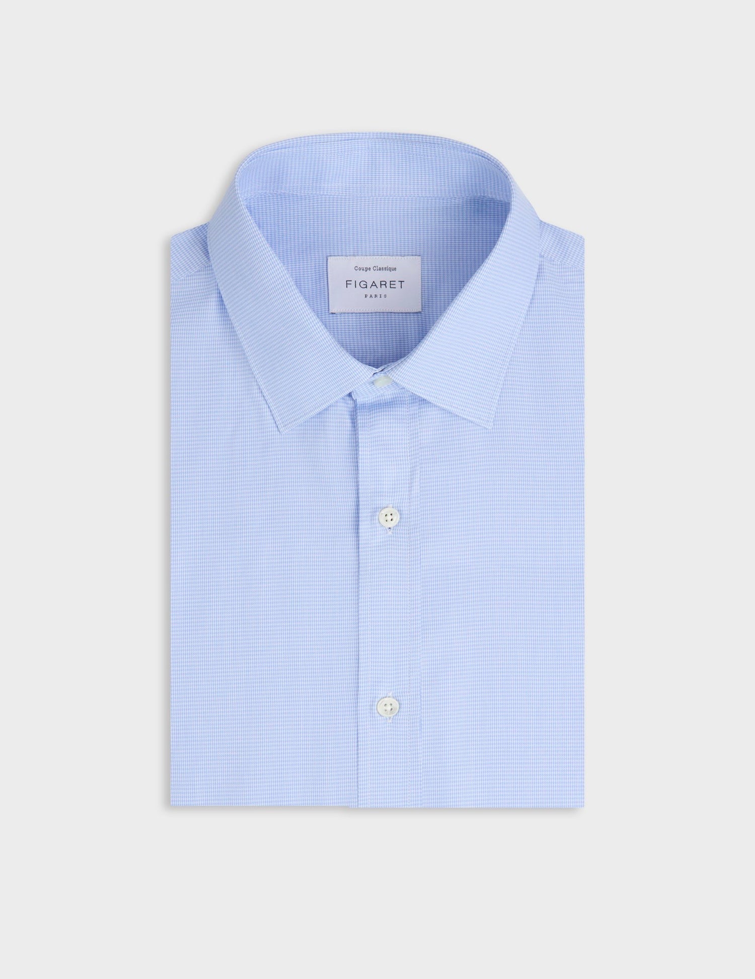 Classic light blue check shirt - Poplin - Figaret Collar