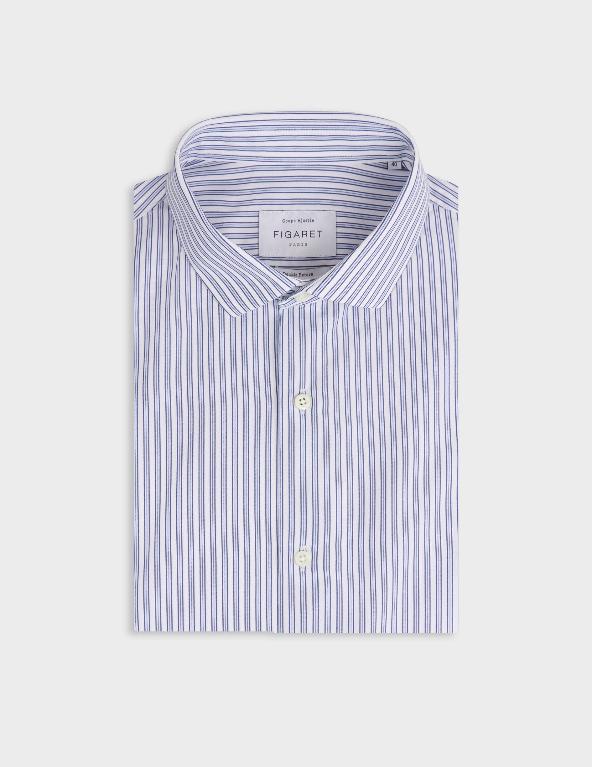 Fitted blue striped shirt