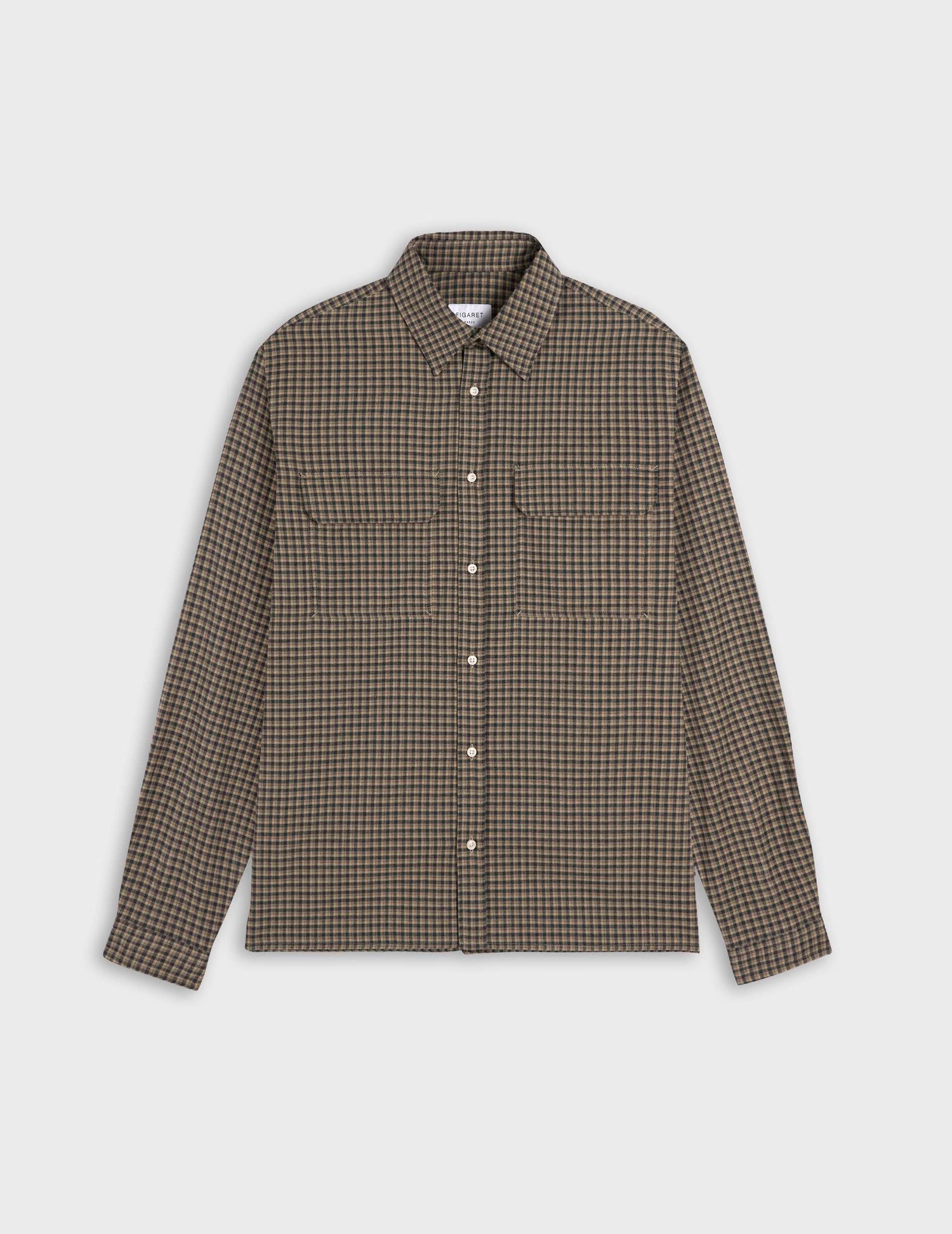 Chemise Florian en flanelle à carreaux beige - Flanelle - Col Français#5