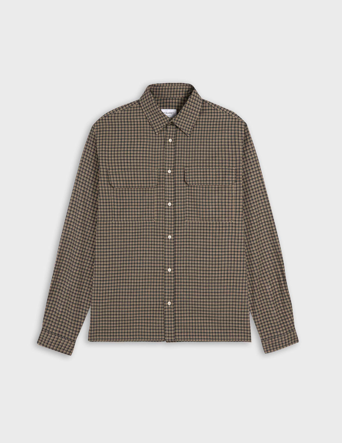 Chemise Florian en flanelle à carreaux beige - Flanelle - Col Français