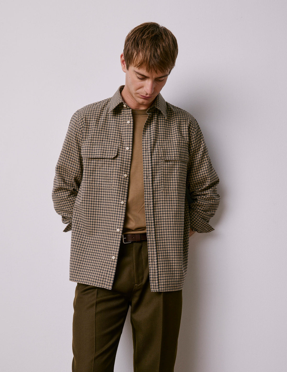Chemise Florian en flanelle à carreaux beige
