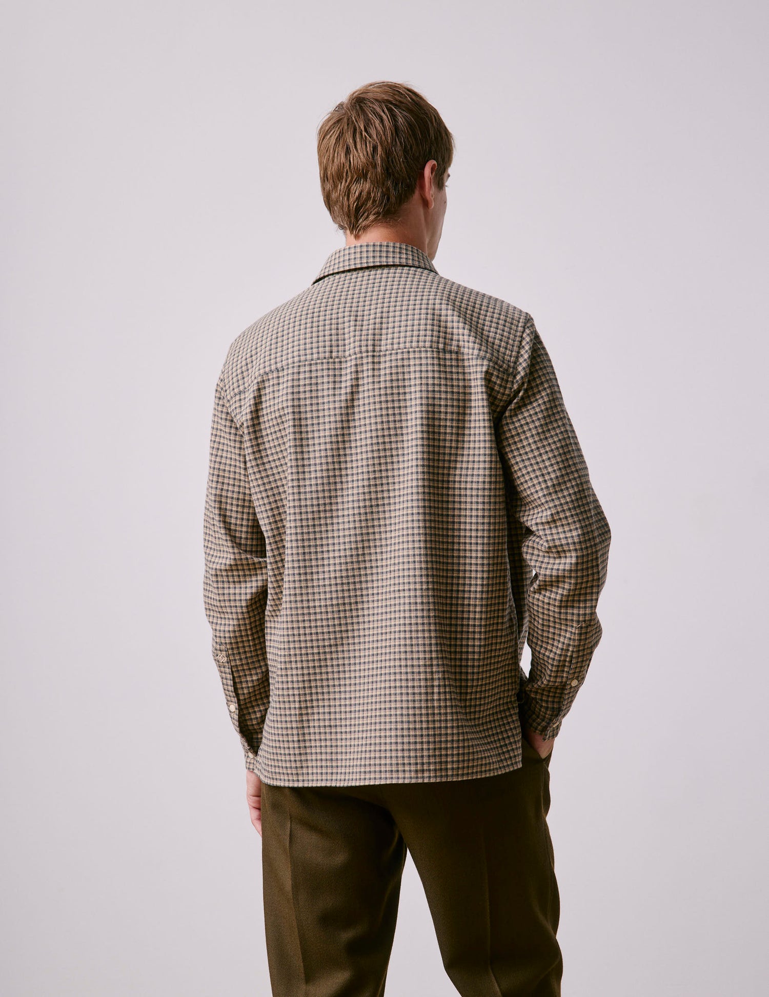 Chemise Florian en flanelle à carreaux beige - Flanelle - Col Français#2