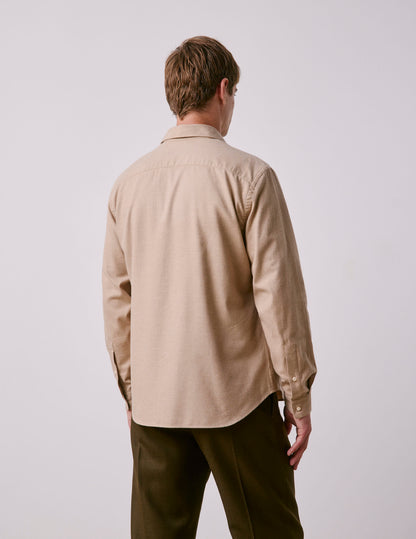 Chemise Gabriel en flanelle et cachemire beige
