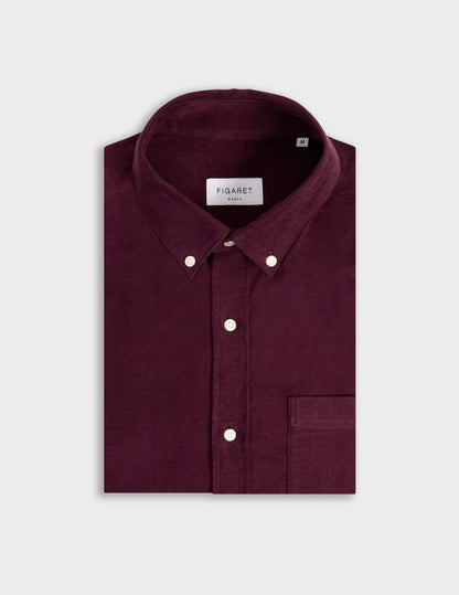 Chemise Gabriel en velours bordeaux