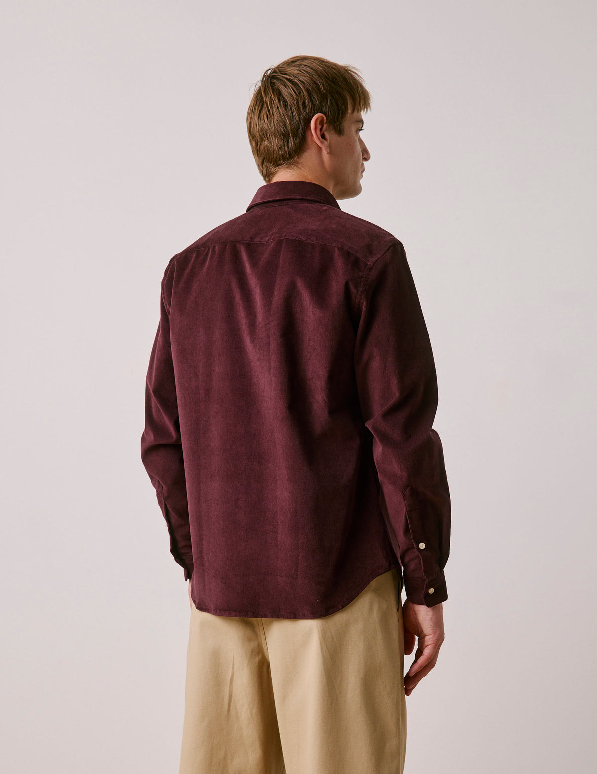 Chemise Gabriel en velours bordeaux - Velours - Col Américain