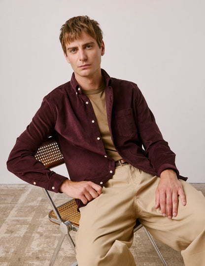 Chemise Gabriel en velours bordeaux