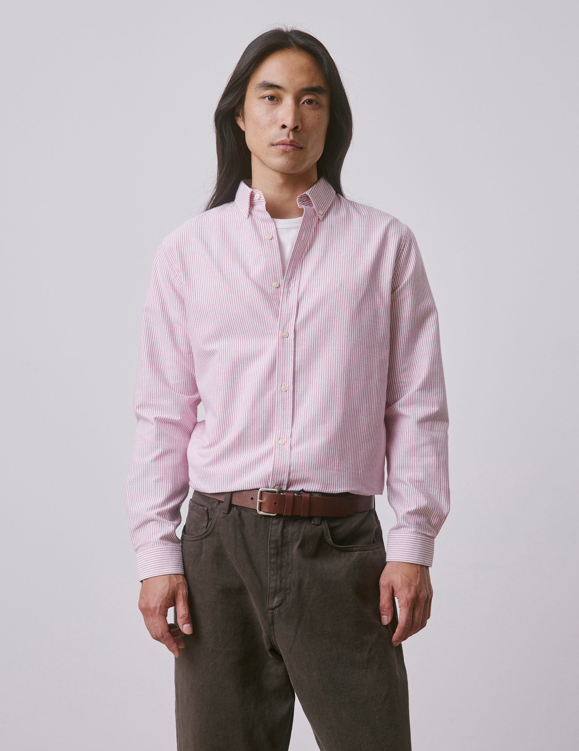 Red striped Gaspard shirt - Oxford - American Collar