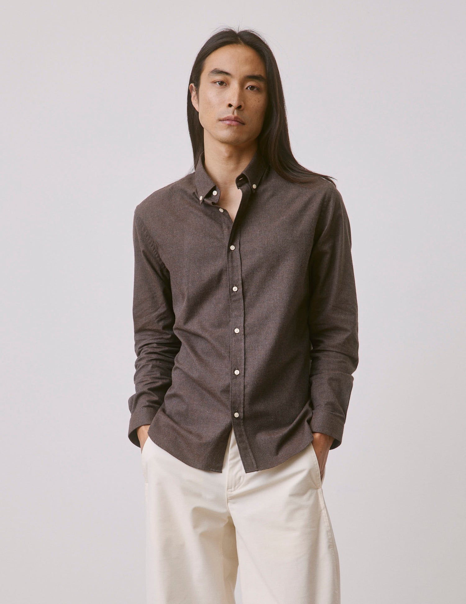Brown flannel Gaspard shirt - Flannel - American Collar#3