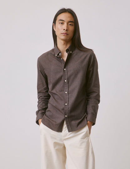 Chemise Gaspard en flanelle marron