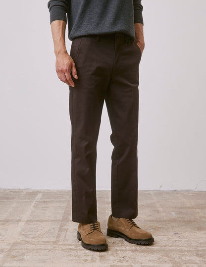 Brown cotton twill Geofrey chinos