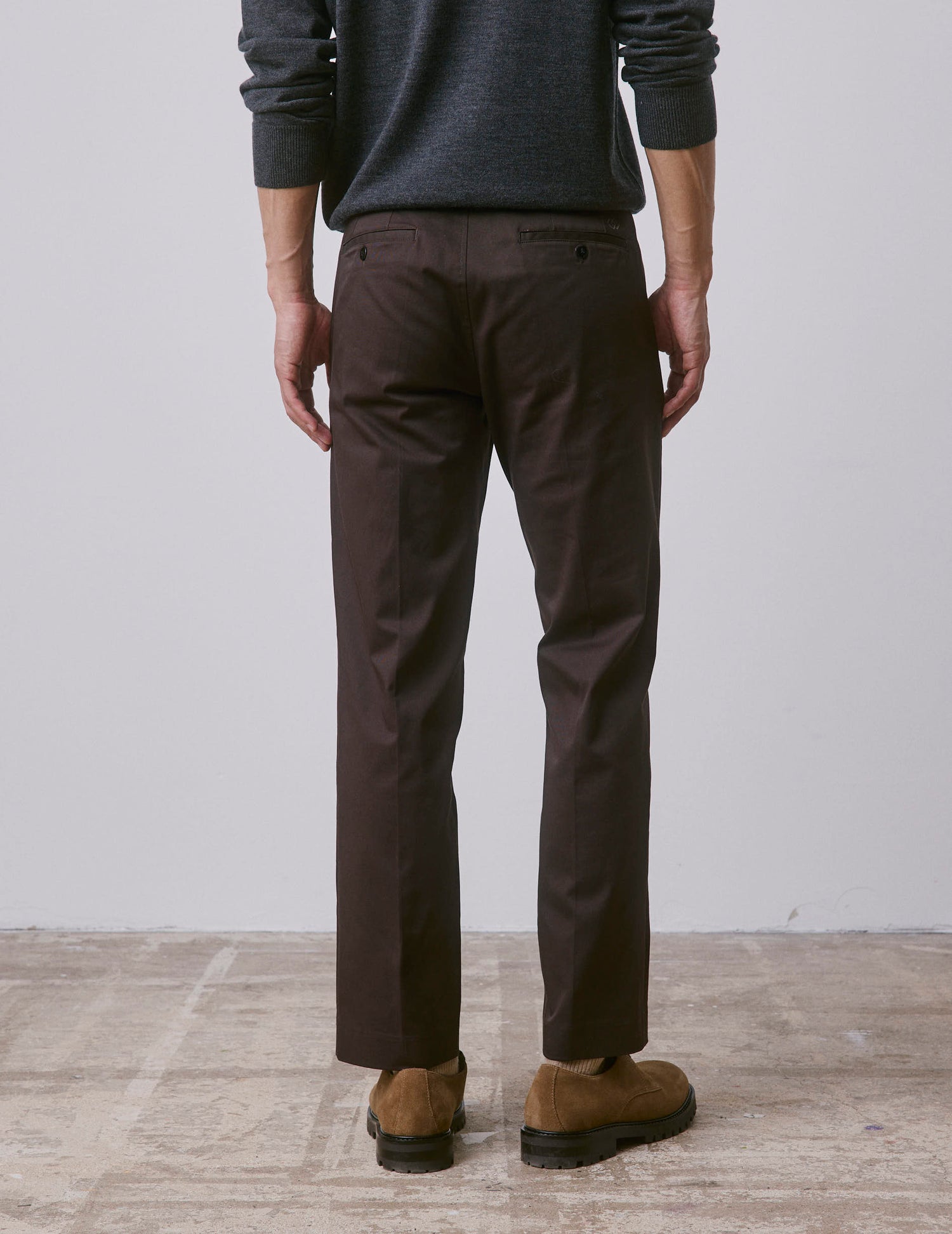 Brown cotton twill Geofrey chinos - Twill#2