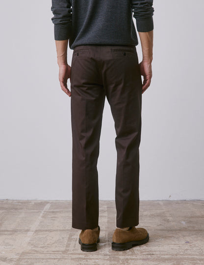 Brown cotton twill Geofrey chinos