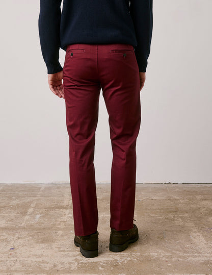 Chino Geofrey en twill de coton bordeaux