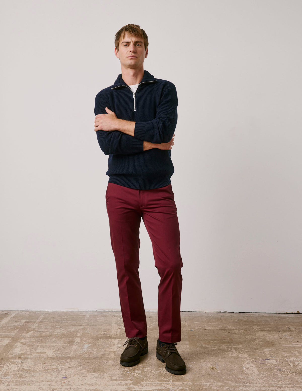 Chino Geofrey en twill de coton bordeaux