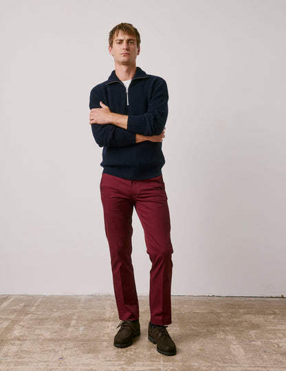 Chino Geofrey en twill de coton bordeaux