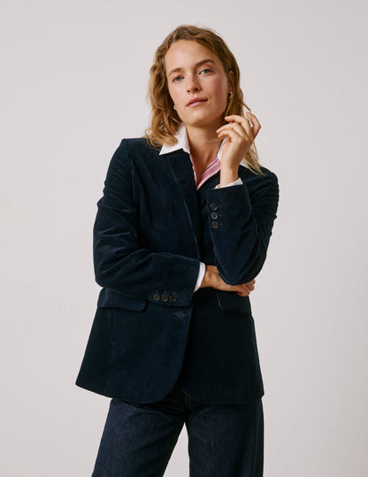 Blazer Glory en velours côtelé marine