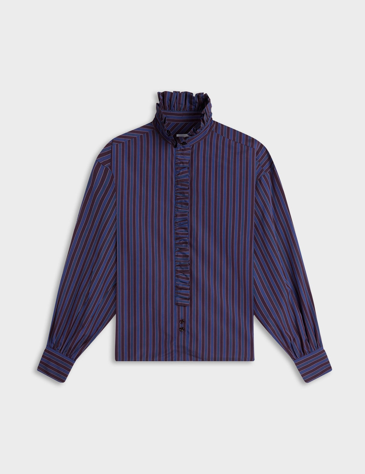 Chemise Greta rayée violette - Popeline - Col Victorien
