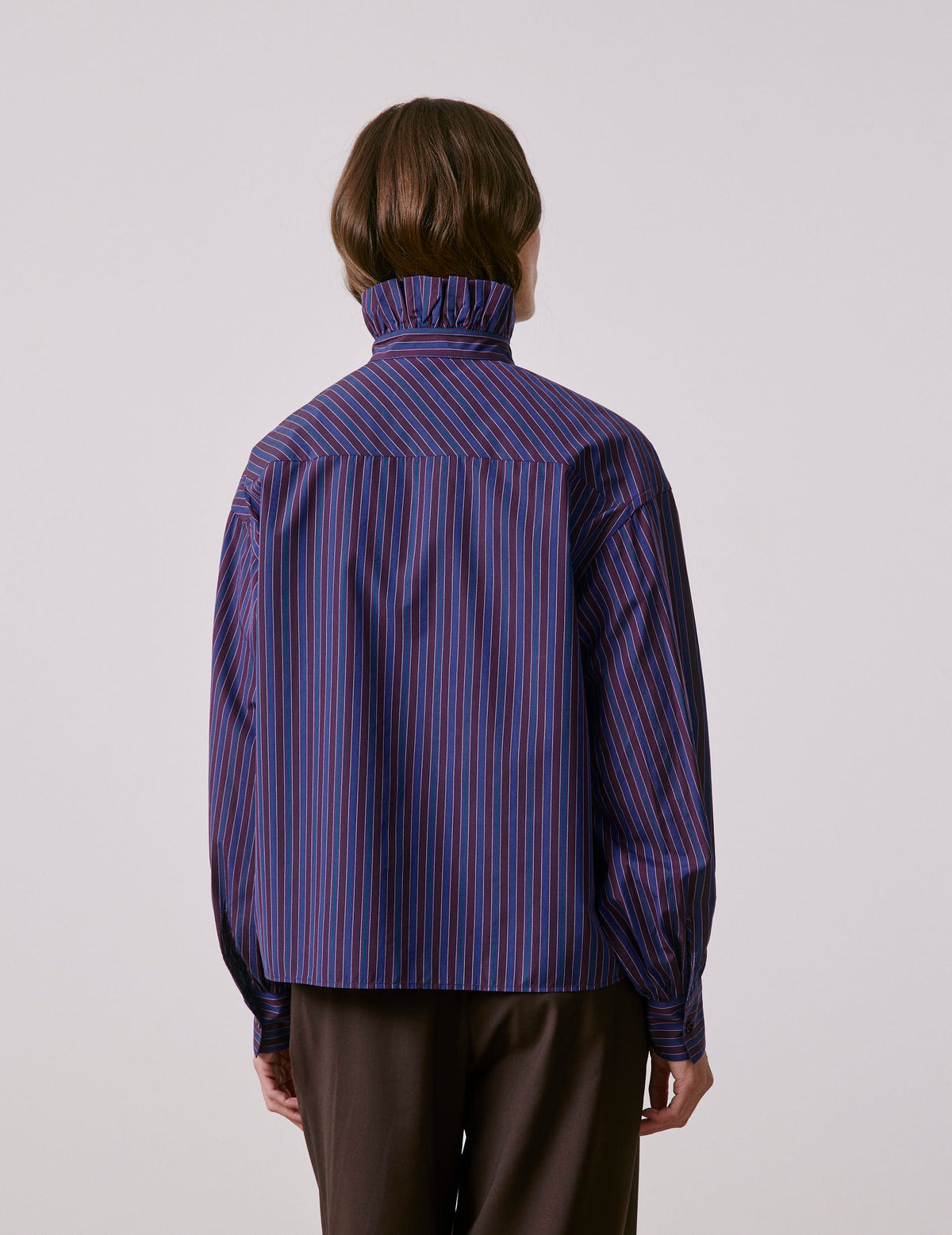 Chemise Greta rayée violette - Popeline - Col Victorien
