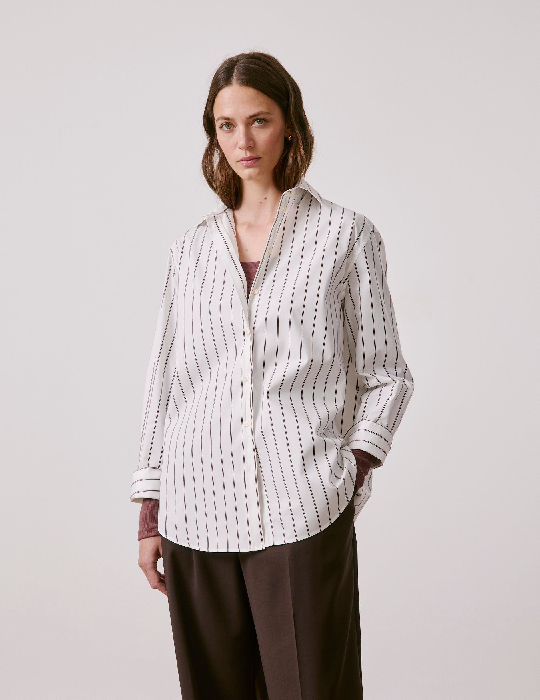 Chemise Hannah rayée bordeaux